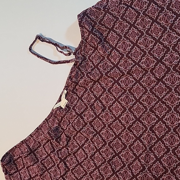 Seven Sisters XL Womens Geometric Print One-Shoulder Top Rust NWT - Picture 10 of 10